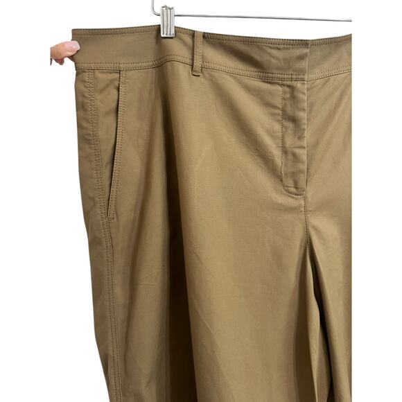 Lafayette 148 New York women's wide leg cropped Shiitake tan pants size 18 - Picture 2 of 7